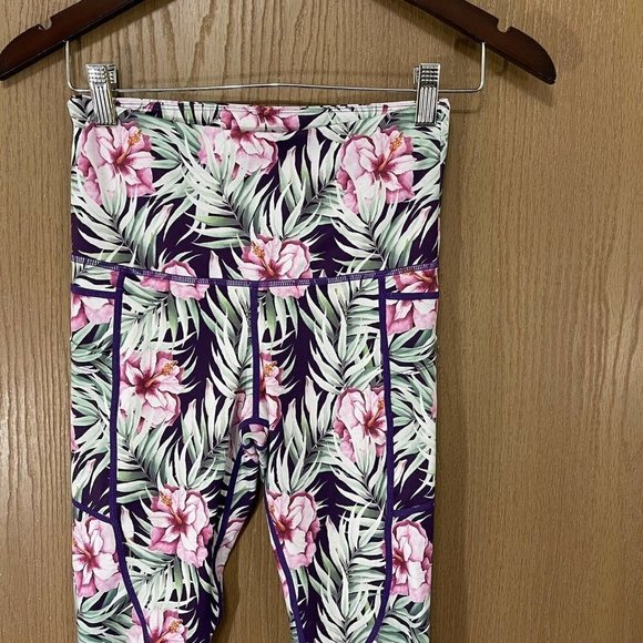 Zyia Active Women's Size S Light n Tight Hi-Rise Crop Leggings Paradise Floral - Picture 4 of 7